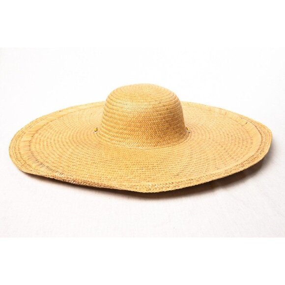 Vtg 1970\'s Women\'s Tan Hand Woven Straw Hat Extra Extra Wide Brim Extremely Firm main image 5
